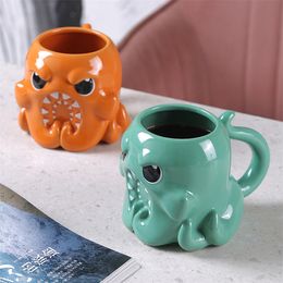 Ocean themed ceramic cups octopus shaped coffee cup creative office drinking mugs large capacity decorative mug LT704