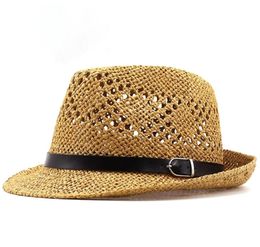 Summer men Fedora Hats for Women Straw Sun Hats Wide Brim summer Visor Cap Solid Straw Jazz Hat Beach cap Sombrero Panama Gorras 26120286