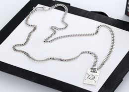 Europe America Retro Men Lady Women Silver Plated Long Chain Necklace With Engraved G Initials Skull Ghost Spectre Square4288650