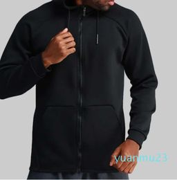 Men New Yoga Zipper Hooded Jacket Casual Long Sleeve Outdoor Jogger Outfit Fitness Sports Double-Sided Brushed Fabric Material Outwear 2232
