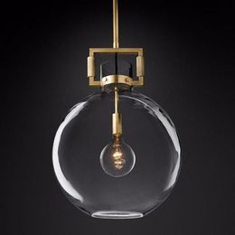 Pendant Lamps American RH Lamp Edison E27 LED Lights Lustre Luminarias Lighting Plate Gold Metal Glass Lamparas FixturesPendant194B