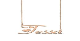 Tessa Name Necklace Custom Nameplate Pendant for Women Girls Birthday Gift Kids Friends Jewelry 18k Gold Plated Stainless Ste8692656