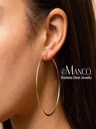 eManco Super Large 70mm Circle Hoop Earring for women Hyperbole Thin Stainless Steel Earrings women Simple Earrings Y2003231193767