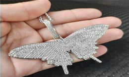 Big Animal Pendent Chains HipHop Iced Out Rhinestone Butterfly Pendant Neckalce for Women Mens Gold Choker Fashion Jewelry8717324
