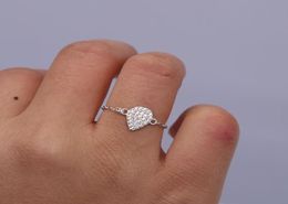 Cluster Rings Genuine 925 Sterling Silver Size 6 7 8 Simple Thin Chain Stunning Micro Pave Cz Pear Shape Ring3111181