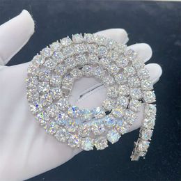 Passe diamante tester 925 prata banhado a ouro moissanite diamante pulseira colar 6.5mm 8.0mm vvs moissanite tênis corrente colar