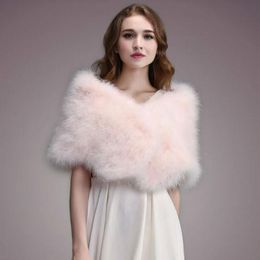 Scarves IANLAN Casual Solid Ostrich Feather Shawl Wrap For Women Bride Wedding Stole Ladies Real Turkey Fur IL000351915