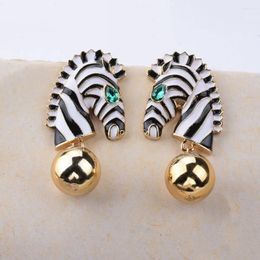 Dangle Earrings 2023 Zebra Head Drop Women Black/White Striped Animal Earring For Party Female Hyperbole Statement Jewellery