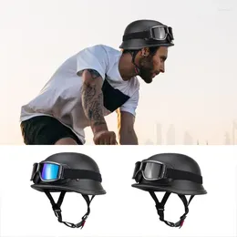 Motorcycle Helmets Unisex Retro Half Face Helmet Pilot Hat And Goggles Costume Accessories Adjustable Strap Cap For Men Women