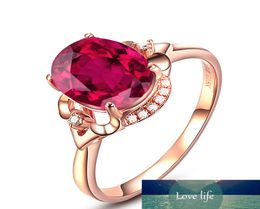 18k Rose Gold Pure Red Ruby Ring for Women Cut Red Gemstone Tourmaline Diamond Rings S925 Jewelry Party Wedding Ring4239069