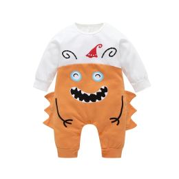 Halloween Newborn Rompers Infant Cartoon Splicing Jumpsuit Kids Long Sleeve Onesies Baby Boys Festival Theme Clothes BJ