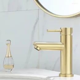 Bathroom Sink Faucets Stainless Steel Basin Faucet Brushed Golden Washbasin Cold And Torneira Bica Alta Banheiro