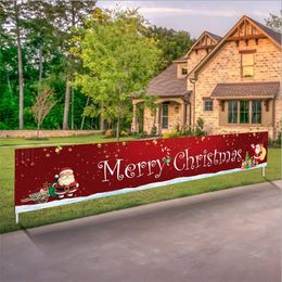 Christmas Decorations Merry Christmas Banner 300cm/9.8ft Long Navidad Porch Sign Hanging Decorative Flag for Xmas Party Decor 231207
