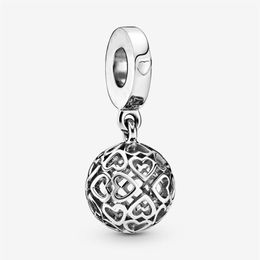 New Arrival 100% 925 Sterling Silver Openwork Heart Ball Dangle Charm Fit Original European Charm Bracelet Fashion Jewelry Accesso243b