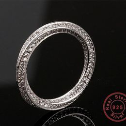 Real Eternity ring Luxury Full Stone 5A Zircon Birthstone 925 Sterling silver Women Wedding Ring Engagement Band Size 5-10 Gift214k