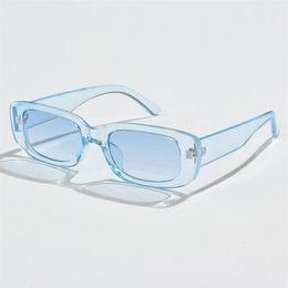 Classic Vintage Rectangle Sunglasses Women Brand Design Clear Blue Pink Green Lens Sun Glasses Female Eyewear UV400209c