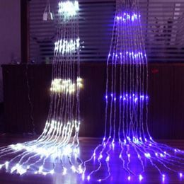 3X3M Waterfall Icicle String Lights 320 Leds Meteor Shower Rain Fairy String Christams Wedding Holiday Curtain Garland AC 110V-240259Z