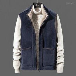 Men's Vests 2024 Mens Winter Outerwear Fleece Lined Vest Warm Casual Sherpa Quilted Jacket