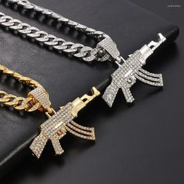 Pendant Necklaces Luxury Men Women Hip Hop Iced Out Bling Submachine Gun Necklace 12mm Miami Cuban Link Chain Choker Fashion Jewelry Gifts