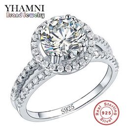 YHAMNI Fashion Jewellery Ring Have S925 Stamp Real 925 Sterling Silver Ring Set 2 Carat CZ Diamond Wedding Rings for Women 510269f