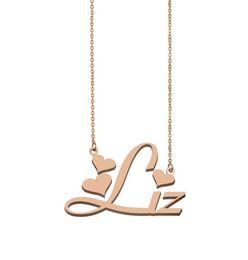 Liz name necklaces pendant Custom Personalised for women girls children friends Mothers Gifts 18k gold plated Stainless steel3187398