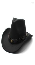 Wide Brim Hats Unisex Western Cowboy For Men Fedora Women Solid Color Jazz Hat Vintage Felt Panama Cap With Leather Belt Davi225012413