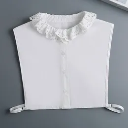 Bow Ties Fashion White Cotton Fake Collar Half Shirt Lace Detachable Neck Collars Female Blouse Tops False Sweater Fuax Cols