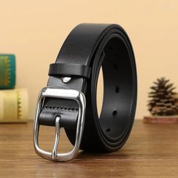 Belts Transparent Dyed Stainless Steel Buckle Belt Men's Genuine Leather Top Layer Cowhide Simple Business Casual Formal Men'