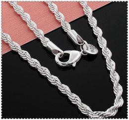 4MM 925 Sterling silver ed Rope chain 1630inches Female Luxury High quality necklace For womenmen Fashion Jewellery in bulk1972142