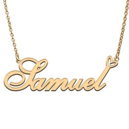 Pendant Necklaces Samuel Love Heart Name Necklace Personalised Gold Plated Stainless Steel Collar For Women Girls Friends Birthday2868