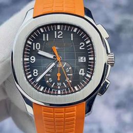 Elegant sports chronograph wrist watches Peta P 5968 series new men's black dial orange needle timing automatic warranty Designer Lu