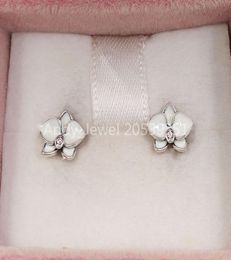 Andy Jewel Authentic 925 Sterling Silver Studs White Orchids Stud Earrings Fits European Style Studs Jewellery 290749EN124965557