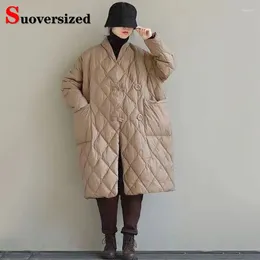 Women's Trench Coats Winter Mid-length Lightweight Parkas Loose Women Oversized 95kg Casual Cotton Padded Jackets Fashion Elegant Chaquetas