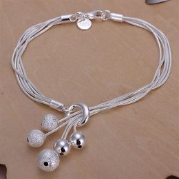 gift 925 silver Small O Hanging light bead bracelet DFMCH243 Brand new sterling silver plated Chain link bracelets high 2753