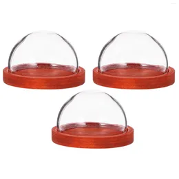 Storage Bottles 3 Pcs Mini Preserved Flower Cover Glass Display Dome With Base Domes Crafts Cloche