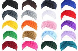 whole women men polyester indian caps stretchy turban hat band pleated head wrap spring summer beach party sunhat 1dozen 12hat8606514