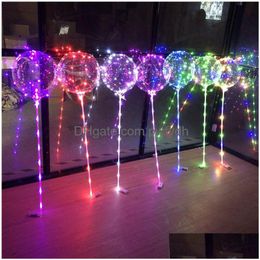 Party Decoration With 80Cm Pvc Pole Stick Led Balloon Toy Luminous Light Up Balloons Bobo Ball Transparent For Xmas Wedding House Ga Dhv9T