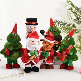 Christmas toy Christmas Electric Plush Toys Dancing 44x17cm Christmas Decoration Electric Blowing Saxophone Santa Twisting Gifts For Kids Elk 231208