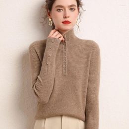 Women's Sweaters Cashmere Sweater Fall/winter 2023 Half-buttoned Warm Cardigan Gentle Style Solid Colour Pullover