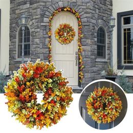Decorative Flowers & Wreaths Home Decoration Outdoor Front Door Fall Decor Autumn Wreath Rattan Wedding Garlands Artificial Decora2532
