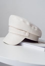 Fashion Spring Summer Military Hat Sailor Hat for Women Black White Flat Top Female Travel Cadet Hat Captain Cap8757504
