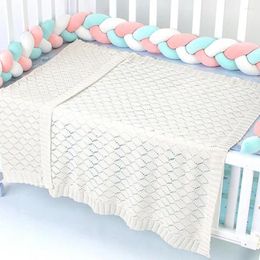 Blankets Solid Colour Baby Hollow Knitted Crochet Blanket Sleeping Quilt Swaddle Wrap