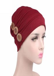 Turbano Scarf Cancer Hat Women Beanies Female Hats Ruffle Wind Red Bonnet Chimio Coton Turban Muslim Button 8007965075