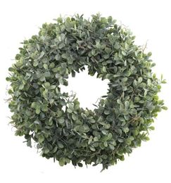 Artificial Green Leaves Wreath 175 Inch Front Door Wreath Shell Grass Boxwood For Wall Window Party Decor6290553