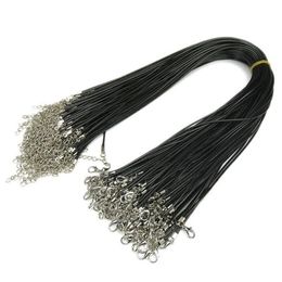 Black Wax Leather Snake Necklace 1 5cm 2 0cm Cord String Rope Wire Extender Chain with Lobster Clasp DIY Fashion jewelry component2670