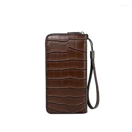 Wallets Crocodile Pattern Wallet Long Handbag Fashion Versatile Retro Large Capacity Stone Multi Card Holders Men Women