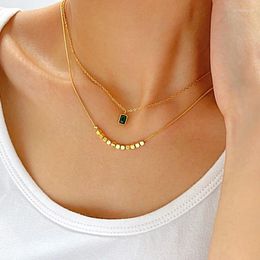 Pendant Necklaces Fashion Titanium Steel Necklace Zircon Small Cube Clavicle Chain Luxury Simple Woman Jewellery Accessories Gifts