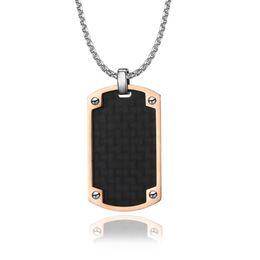 Pendant Necklaces Carbon Fiber Dog Tag Men's Necklace For Military Army Soldier Jewelry Gift Stainless Steel 24Inch Chain Lin252q
