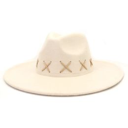 Hat Fedoras 9.5cm Big Wide Brim Hat Men's Cowboy Felted Caps Women Peach Heart Top Woollen Hat Party Sombreros De Mujer