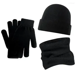 Bandanas Winter Hat Scarf Gloves Set For Men Women Neck Warmer Screen-Touch Plush Knitted Glove S Family